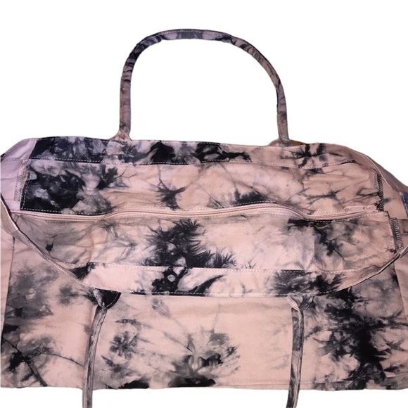 PINK Victoria's Secret XL Pink Marble Tye-Dye Logo Canvas Tote Bag - Picture 12 of 15